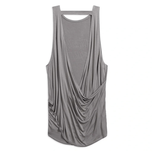 Harley Davidson Womens Large Gray Rogue Spirit Open Back Tank Top Tunic Stretchy - Picture 2 of 5